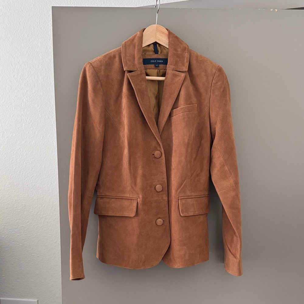 NWOT Cole Haan Tan Suede Blazer Jacket, S
